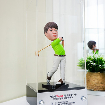 캐리큐어, 골프 트로피, 19cm, 실버 케이스