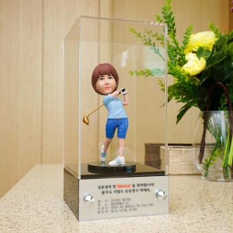 캐리큐어, 골프 트로피, 15cm, 실버 케이스