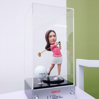 캐리큐어, 골프 트로피, 19cm, 실버 케이스
