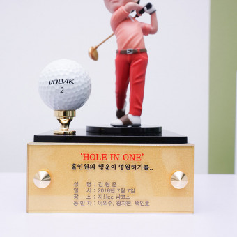 캐리큐어,골프 트로피, 19cm, 골드 케이스